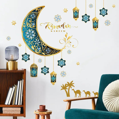 Eid Mubarak Wall Stickers Kareem Ramadan Decoration 2025 For Home Islamic Muslim Party Decor Mubarak Ramadan Window Sticker Gift