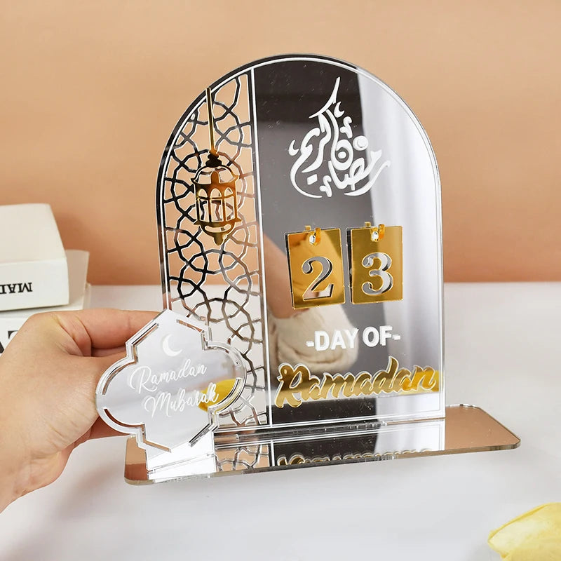 Acrylic Ramadan Countdown Calendar Gifts Day of Ramadan Calendar with Replacing Number 2025 Eid Mubarak Home Decoration Ornament