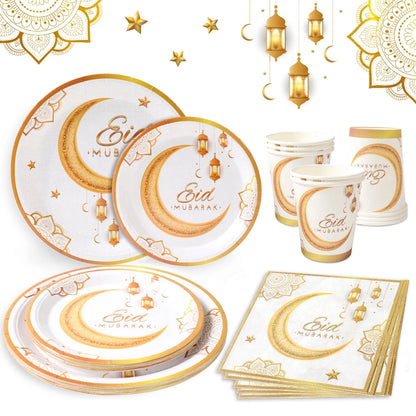 Eid Mubarak Tableware Set Ramadan Decoration 2025 For Home Ramadan Kareem Eid Al Adha Gifts Islamic Muslim Party Decoration