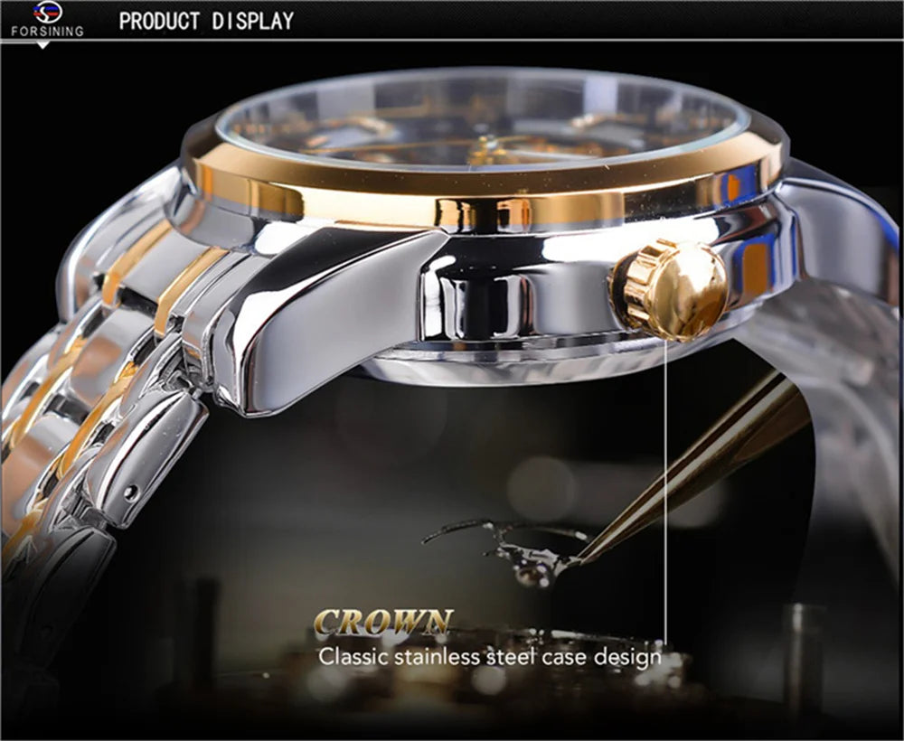 Forsining 349 Luxury Hot Sale skeleton hollow fashion mechanical hand wind men male business Wrist Watch Relogio wholesale