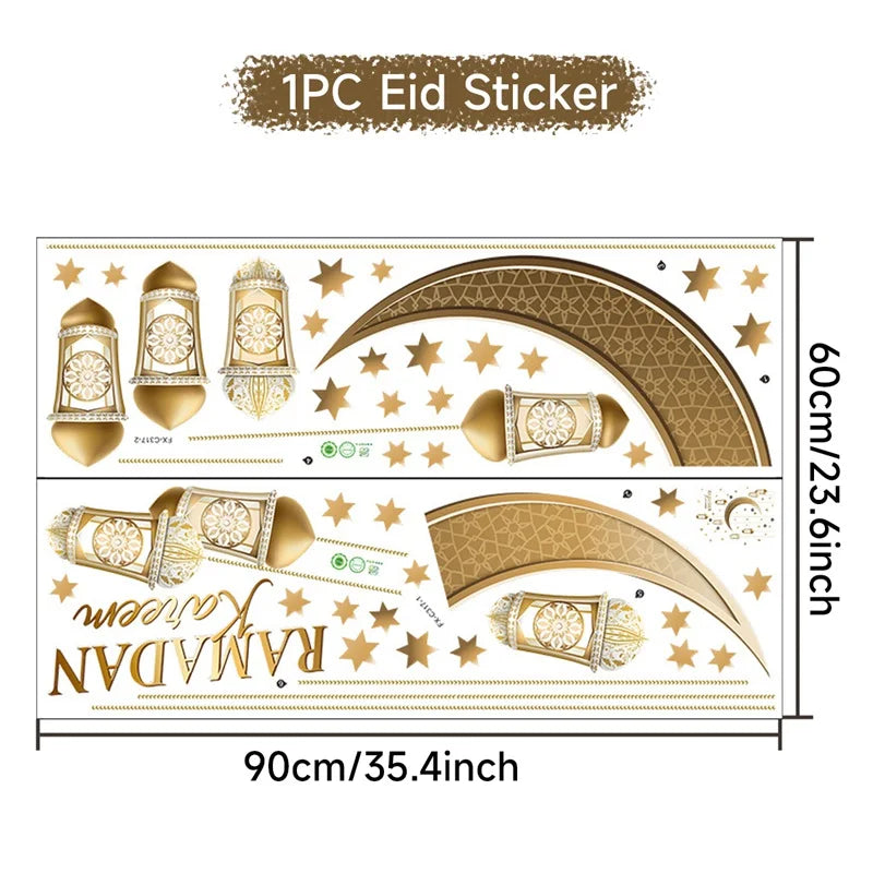 Eid Mubarak Wall Stickers Kareem Ramadan Decoration 2025 For Home Islamic Muslim Party Decor Mubarak Ramadan Window Sticker Gift