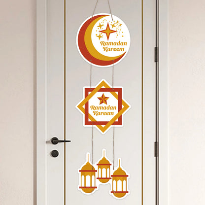 Eid Mubarak Moon Star Door Hanging Ramadan Kareem Decorations For Home 2025 Islamic Muslim Party Supplies Chandelier Wall Banner