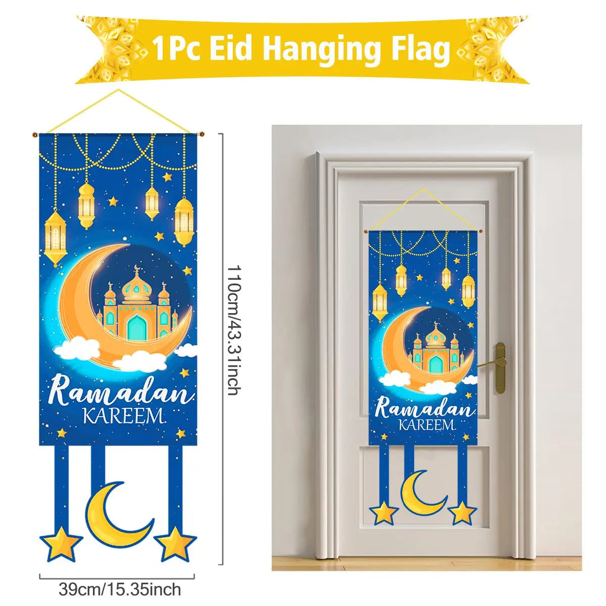 Ramadan Kareem Hanging Flag Ramadan Decoration For Home 2025 EID Mubarak Muslim Islamic Festival Party Supplies Eid Al-fitr Gift