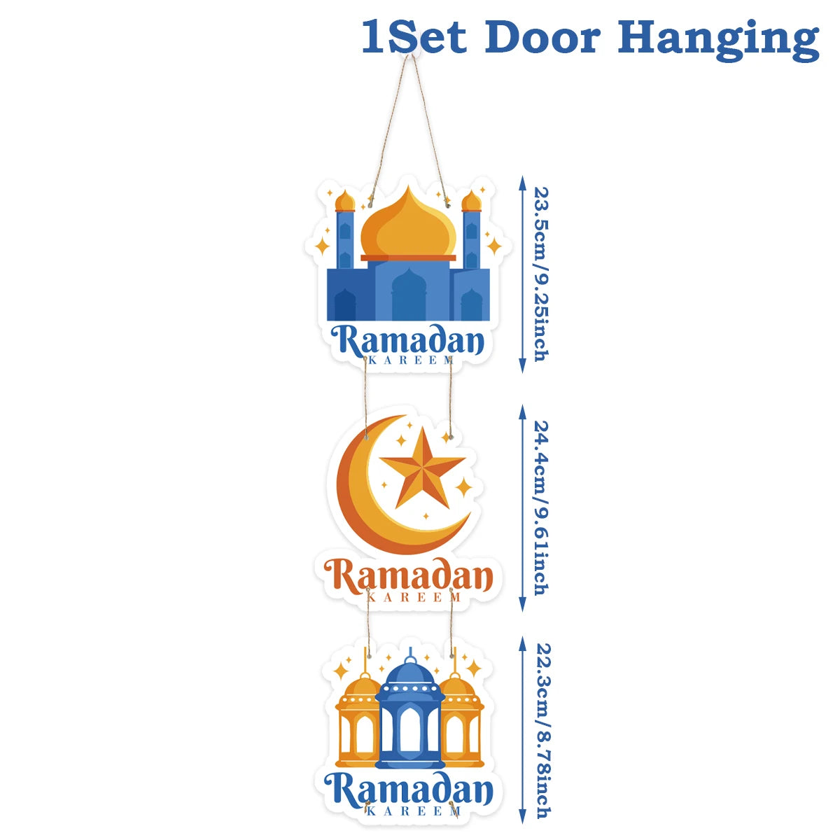 Eid Mubarak Moon Star Door Hanging Ramadan Kareem Decorations For Home 2025 Islamic Muslim Party Supplies Chandelier Wall Banner