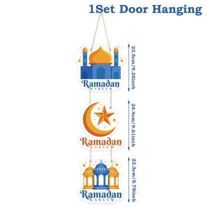 Eid Mubarak Moon Star Door Hanging Ramadan Kareem Decorations For Home 2025 Islamic Muslim Party Supplies Chandelier Wall Banner