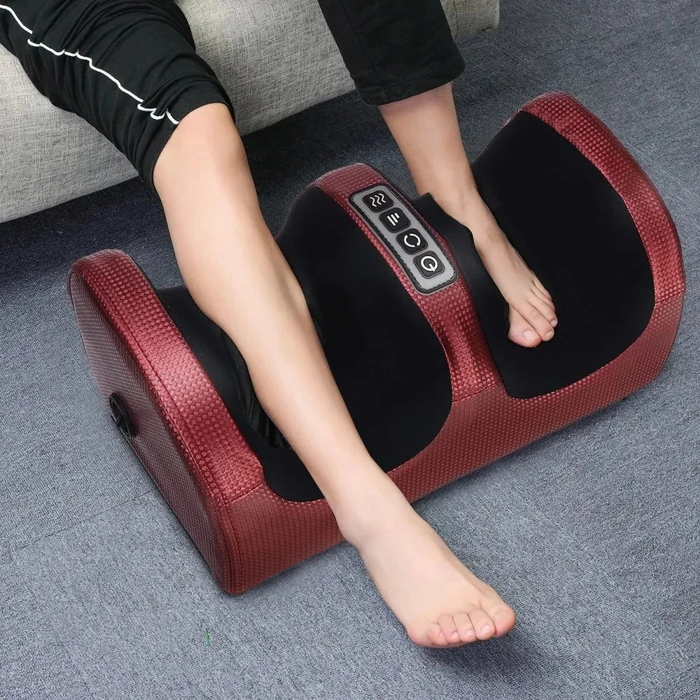 Electric Foot Massager Shiatsu Kneading Deep Tissue Relax Heated Roller Calf Pain Relief Fatigue Muscles Vibrator Machine Health