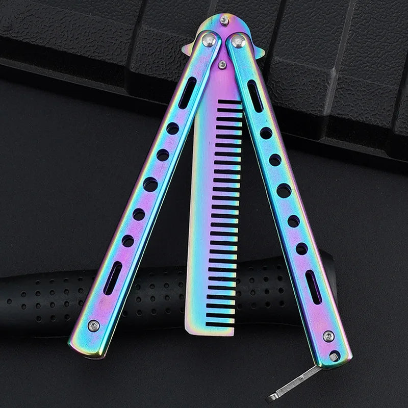 Portable Butterfly Training Knife Foldable CSGO Balisong Trainer Pocket Flail Knife Uncut Blade Butterfly Comb For Training Tool