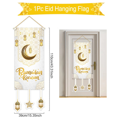 Ramadan Kareem Hanging Flag Ramadan Decoration For Home 2025 EID Mubarak Muslim Islamic Festival Party Supplies Eid Al-fitr Gift