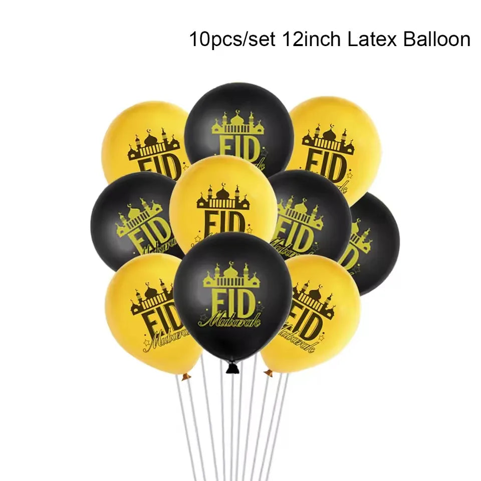 Eid Mubarak Banner Balloon Ramadan Decoration 2025 for Home Ramadan Kareem Banner Islamic Muslim Party Decor Eid Al Adha Gifts