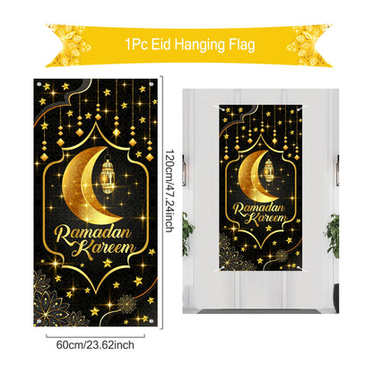 Ramadan Kareem Hanging Flag Ramadan Decoration For Home 2025 EID Mubarak Muslim Islamic Festival Party Supplies Eid Al-fitr Gift