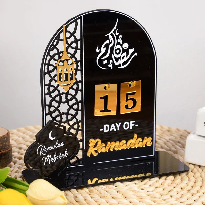 Acrylic Ramadan Countdown Calendar Gifts Day of Ramadan Calendar with Replacing Number 2025 Eid Mubarak Home Decoration Ornament