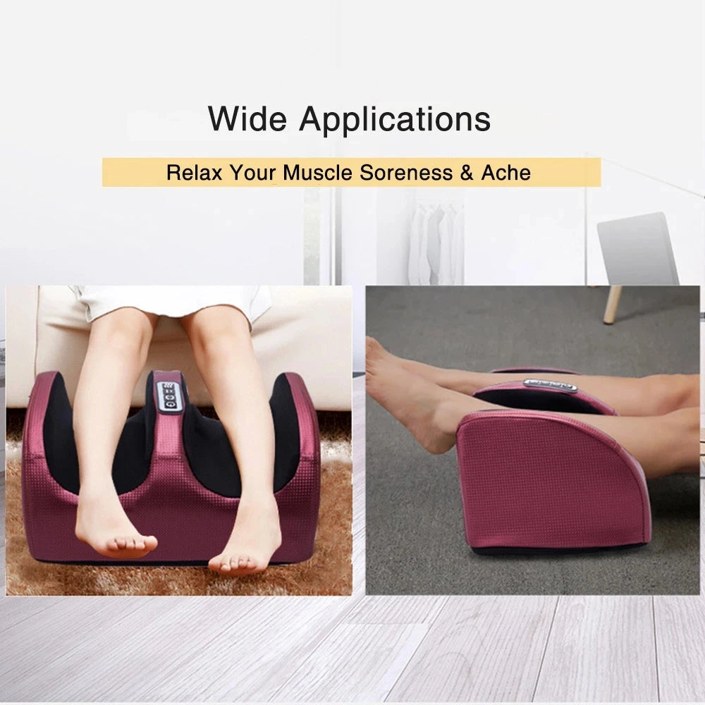 Electric Foot Massager Shiatsu Kneading Deep Tissue Relax Heated Roller Calf Pain Relief Fatigue Muscles Vibrator Machine Health