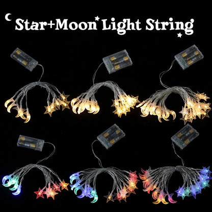 Moon Star Eid Mubarak String Light 2025 Ramadan Decoration For Home Ramadan Kareem Islam Muslim Party Decor Eid Al Adha Gifts