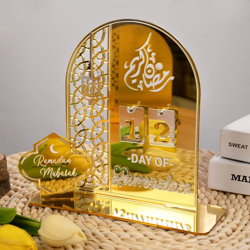 Acrylic Ramadan Countdown Calendar Gifts Day of Ramadan Calendar with Replacing Number 2025 Eid Mubarak Home Decoration Ornament