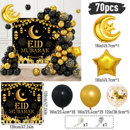 Eid Mubarak Green Gold Balloon Garland Arch Ramadan Kareem Decoration For Home 2025 Ramadan Muslim Islamic Festival Party Decor