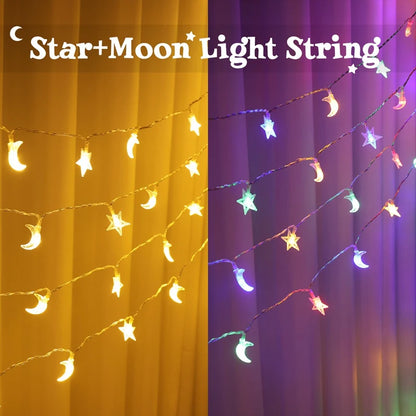 Moon Star Eid Mubarak String Light 2025 Ramadan Decoration For Home Ramadan Kareem Islam Muslim Party Decor Eid Al Adha Gifts