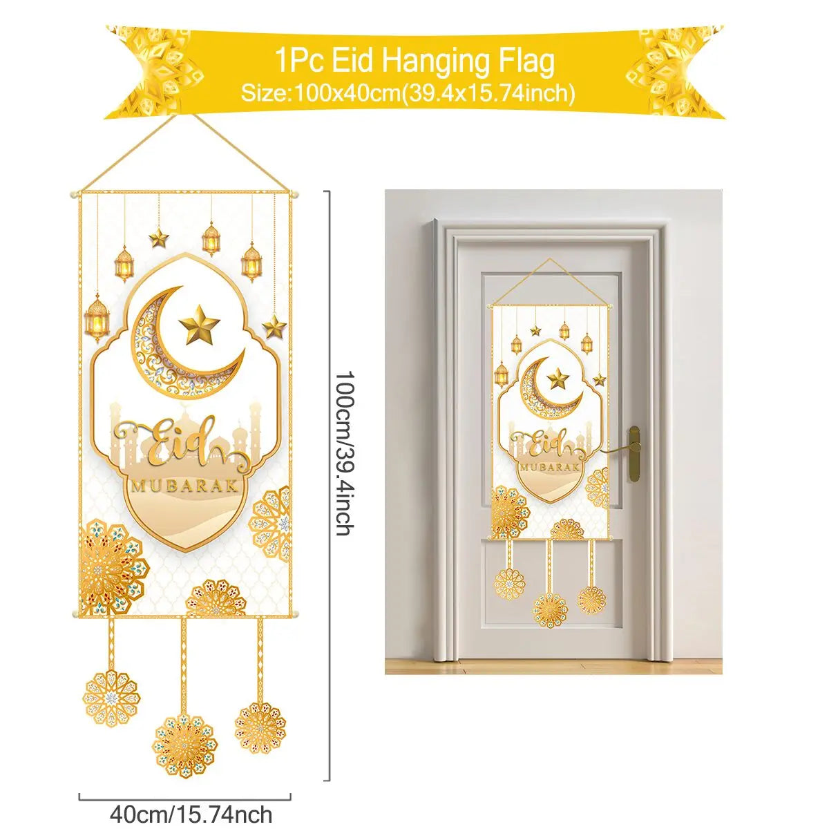 Ramadan Kareem Hanging Flag Ramadan Decoration For Home 2025 EID Mubarak Muslim Islamic Festival Party Supplies Eid Al-fitr Gift