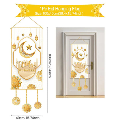 Ramadan Kareem Hanging Flag Ramadan Decoration For Home 2025 EID Mubarak Muslim Islamic Festival Party Supplies Eid Al-fitr Gift