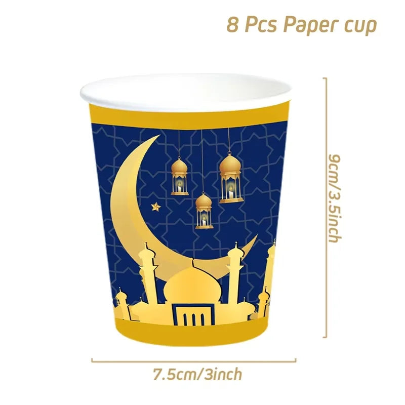 Eid Mubarak Tableware Set Ramadan Decoration 2025 For Home Ramadan Kareem Eid Al Adha Gifts Islamic Muslim Party Decoration