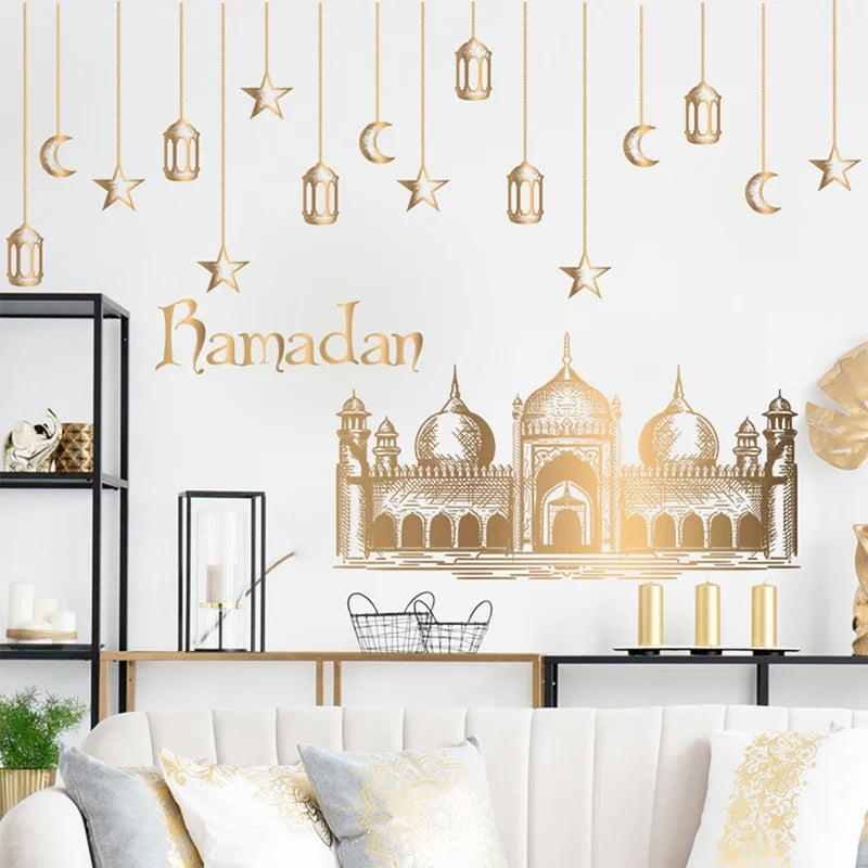 Eid Mubarak Wall Stickers Kareem Ramadan Decoration 2025 For Home Islamic Muslim Party Decor Mubarak Ramadan Window Sticker Gift