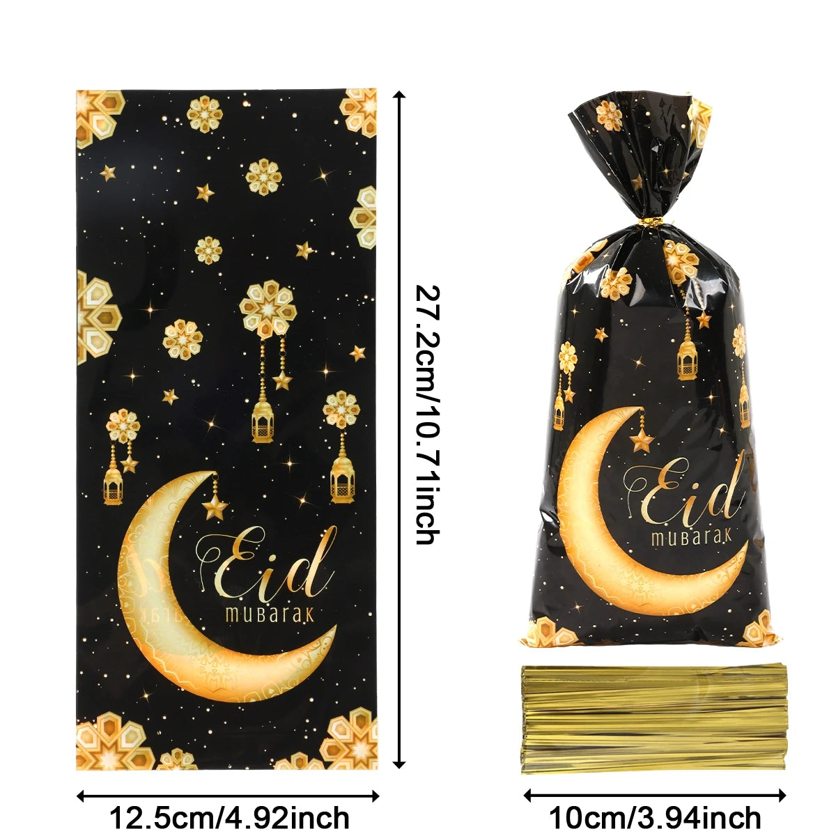 25/50/100Pcs Ramadan Kareem Candy Gift Packing Bags 2025 Eid Mubarak Ramadan Decoration Islamic Muslim Party Supplies Treat Bags