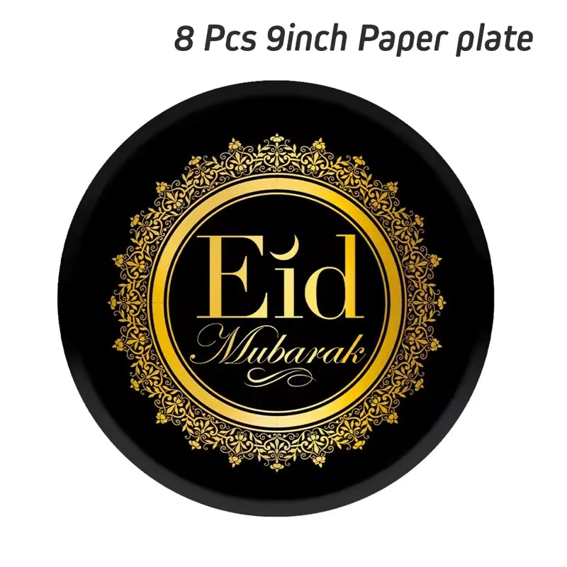 Eid Mubarak Tableware Set Ramadan Decoration 2025 For Home Ramadan Kareem Eid Al Adha Gifts Islamic Muslim Party Decoration