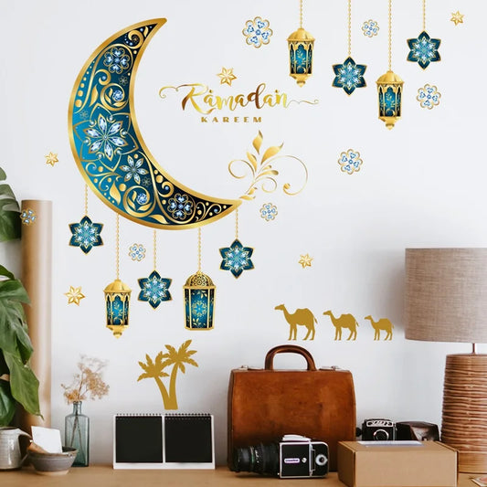 Eid Mubarak Wall Stickers Kareem Ramadan Decoration 2025 For Home Islamic Muslim Party Decor Mubarak Ramadan Window Sticker Gift