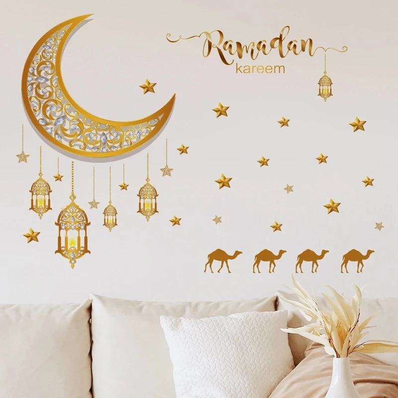 Eid Window Stickers Ramadan Decoration Eid Mubarak Decor for Home 2025 Ramadan Kareem Islam Muslim Party Supplies Eid Al-fitr