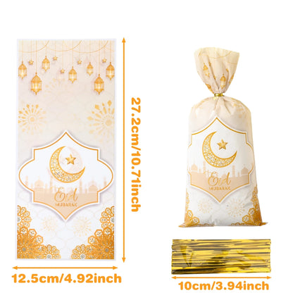 25/50/100Pcs Ramadan Kareem Candy Gift Packing Bags 2025 Eid Mubarak Ramadan Decoration Islamic Muslim Party Supplies Treat Bags