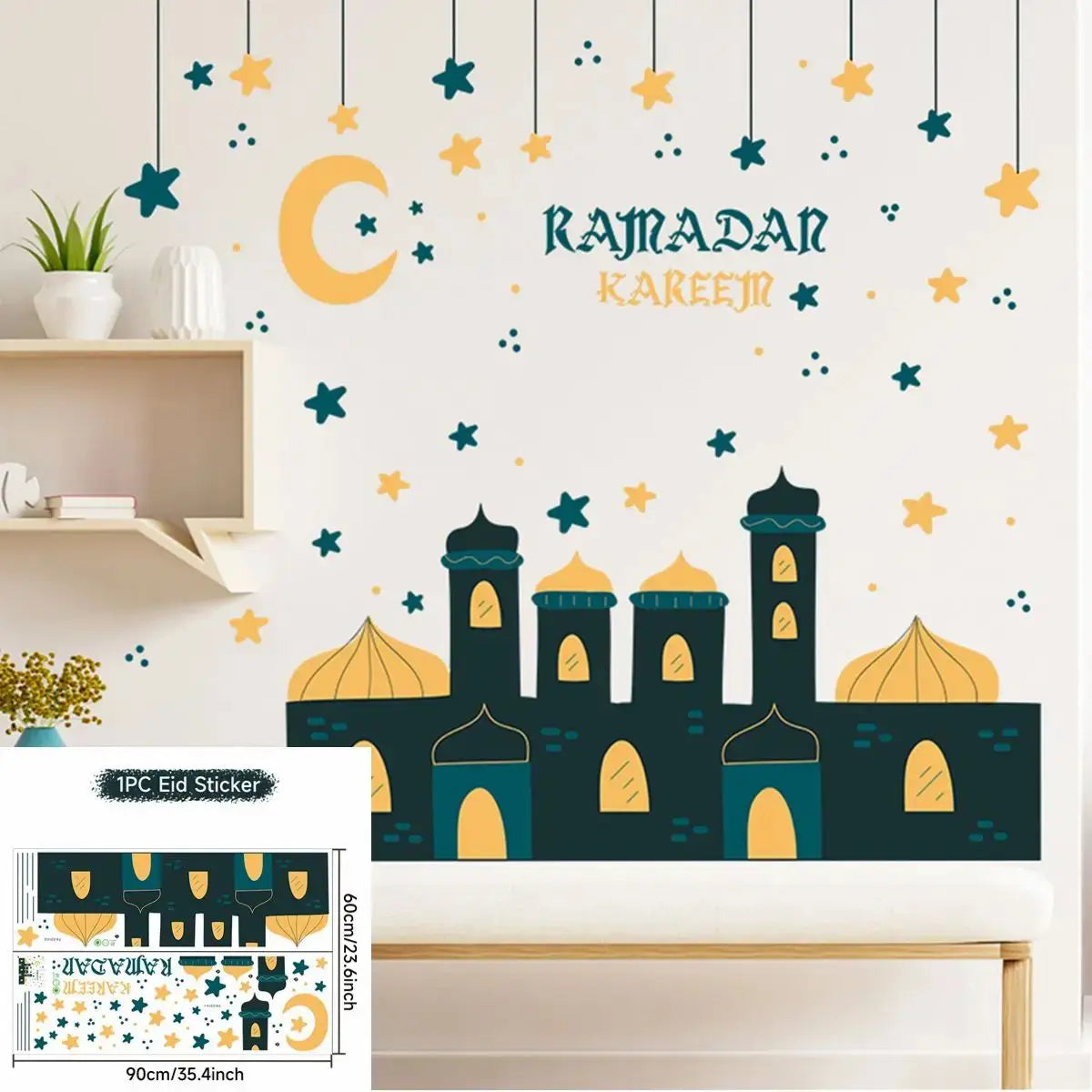 Eid Mubarak Wall Stickers Kareem Ramadan Decoration 2025 For Home Islamic Muslim Party Decor Mubarak Ramadan Window Sticker Gift