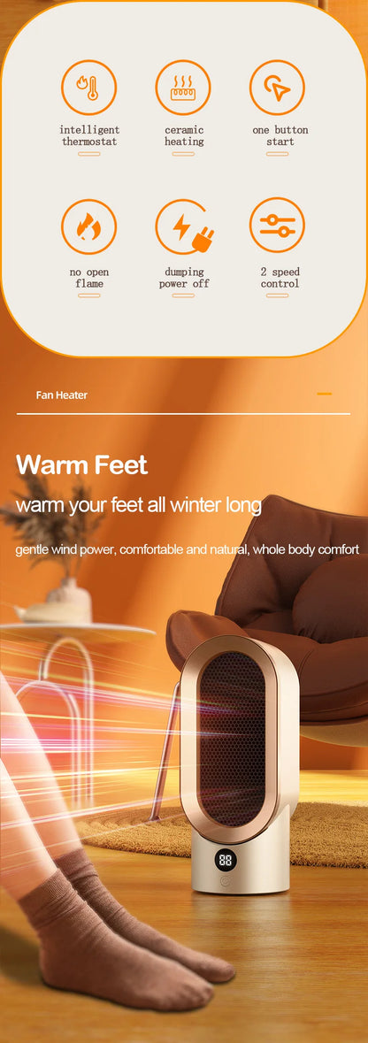 Portable Heater Electric Fan Heater Mini Radiator Desktop Warmer Machine For Winter PTC Ceramic Heating For Home Bedroom Office