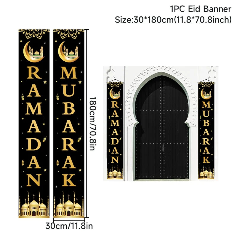 Eid Mubarak Door Banner Ramadan Decoration 2025 for Home Mubarak Ramadan Kareem Islamic Muslim Party Decor  Eid Al Adha Gifts