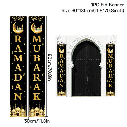 Eid Mubarak Door Banner Ramadan Decoration 2025 for Home Mubarak Ramadan Kareem Islamic Muslim Party Decor  Eid Al Adha Gifts