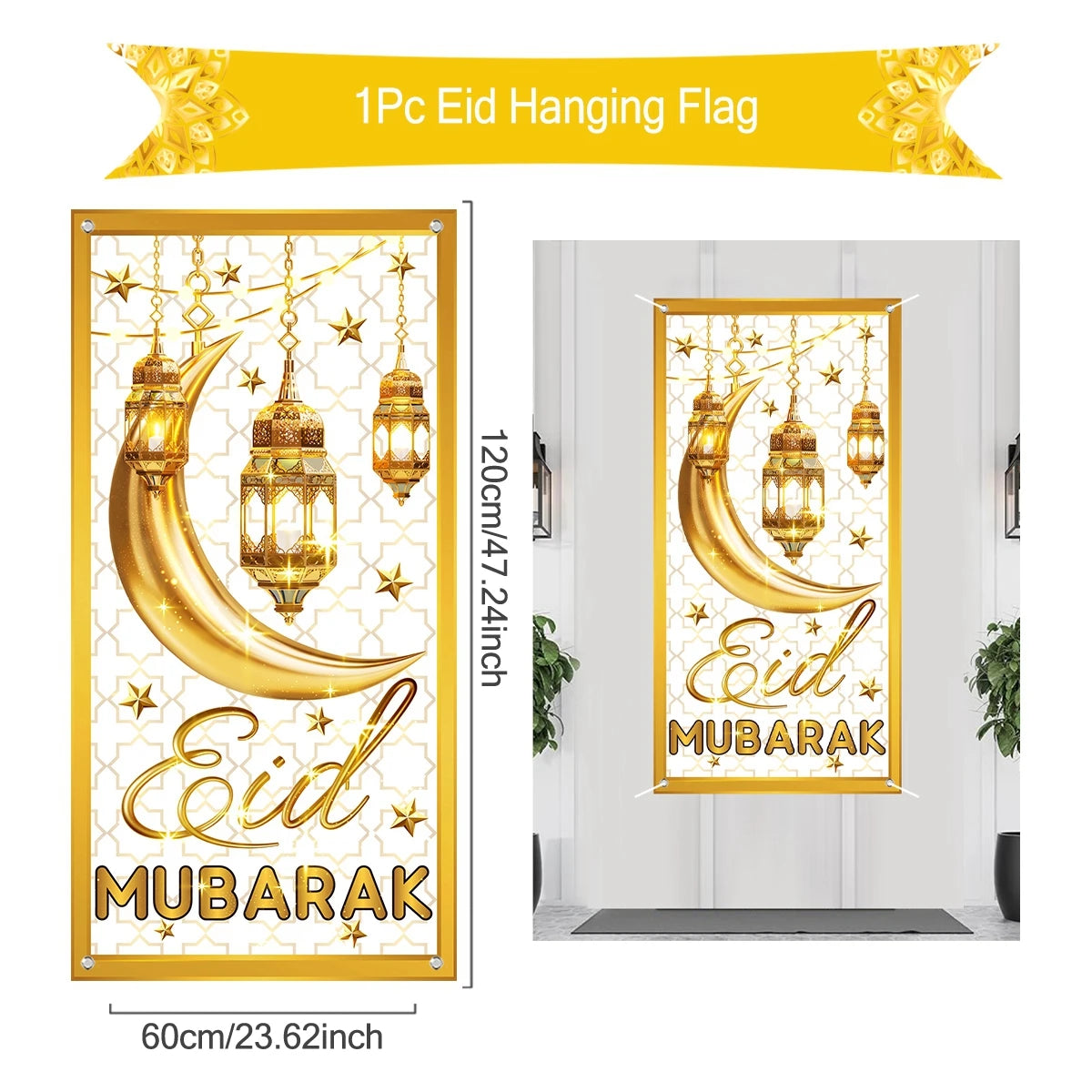 Ramadan Kareem Hanging Flag Ramadan Decoration For Home 2025 EID Mubarak Muslim Islamic Festival Party Supplies Eid Al-fitr Gift