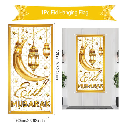 Ramadan Kareem Hanging Flag Ramadan Decoration For Home 2025 EID Mubarak Muslim Islamic Festival Party Supplies Eid Al-fitr Gift