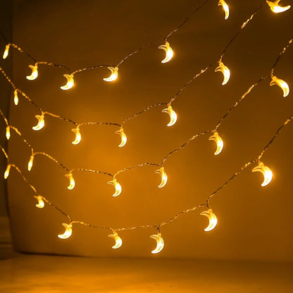 Moon Star Eid Mubarak String Light 2025 Ramadan Decoration For Home Ramadan Kareem Islam Muslim Party Decor Eid Al Adha Gifts