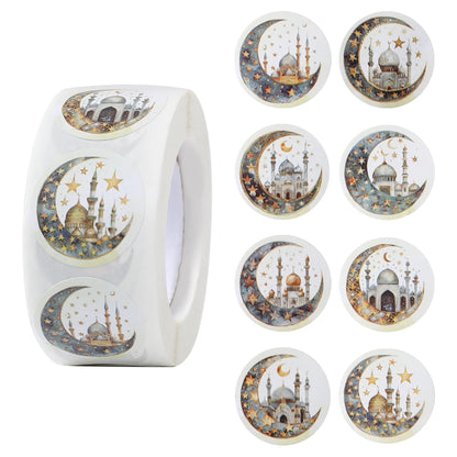 500pcs EID Mubarak Round Stickers Ramadan Kareem Decoration 2025 Islamic Muslim Party Supplies Eid Al Adha Gift Label stickers