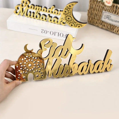 Ramadan Mubarak Acrylic Ornament 2025 Eid Mubarak Ramadan Kareem Decoration for Home Islamic Muslim Party Decor Eid Al Adha Gift