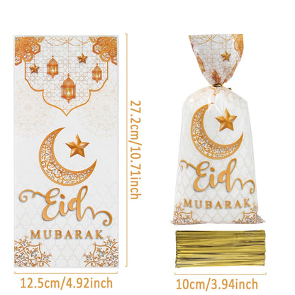 25/50/100Pcs Ramadan Kareem Candy Gift Packing Bags 2025 Eid Mubarak Ramadan Decoration Islamic Muslim Party Supplies Treat Bags