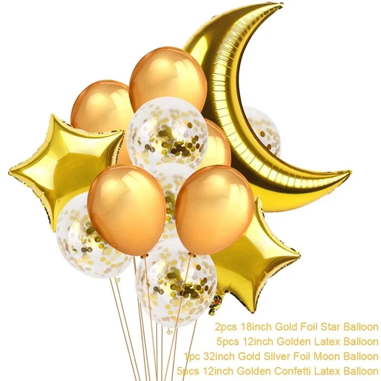 Eid Mubarak Banner Balloon Ramadan Decoration 2025 for Home Ramadan Kareem Banner Islamic Muslim Party Decor Eid Al Adha Gifts