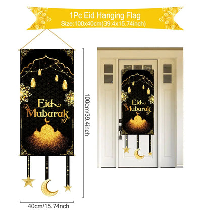 Ramadan Kareem Hanging Flag Ramadan Decoration For Home 2025 EID Mubarak Muslim Islamic Festival Party Supplies Eid Al-fitr Gift