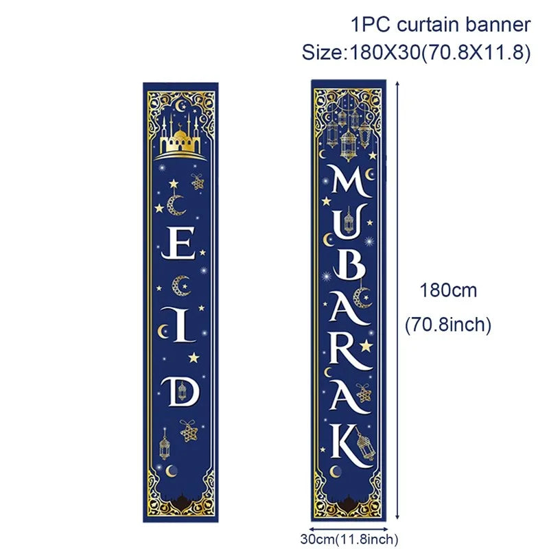 Eid Mubarak Door Banner Ramadan Decoration 2025 for Home Mubarak Ramadan Kareem Islamic Muslim Party Decor  Eid Al Adha Gifts