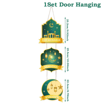 Eid Mubarak Moon Star Door Hanging Ramadan Kareem Decorations For Home 2025 Islamic Muslim Party Supplies Chandelier Wall Banner