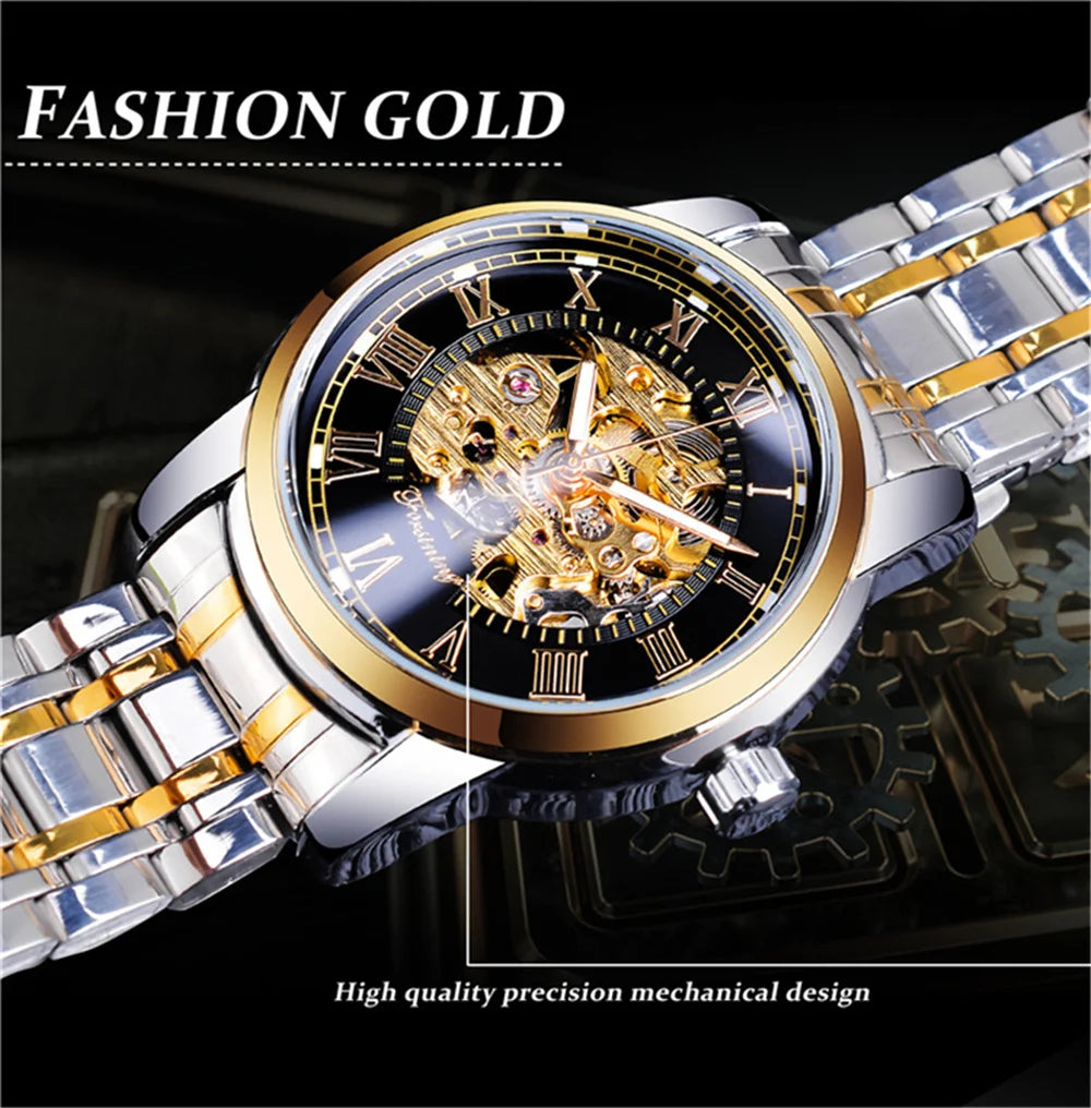 Forsining 349 Luxury Hot Sale skeleton hollow fashion mechanical hand wind men male business Wrist Watch Relogio wholesale