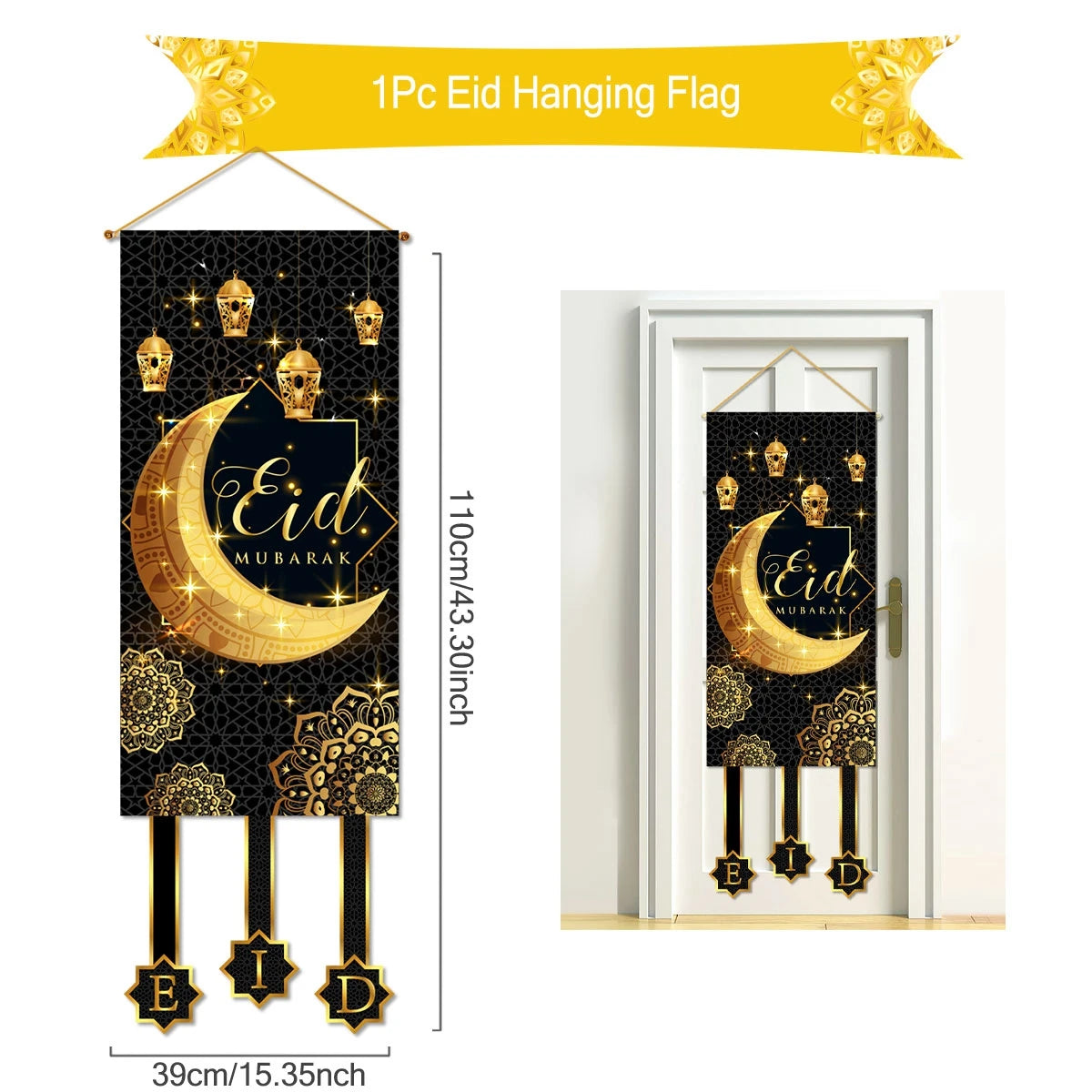 Ramadan Kareem Hanging Flag Ramadan Decoration For Home 2025 EID Mubarak Muslim Islamic Festival Party Supplies Eid Al-fitr Gift