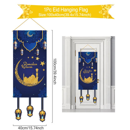 Ramadan Kareem Hanging Flag Ramadan Decoration For Home 2025 EID Mubarak Muslim Islamic Festival Party Supplies Eid Al-fitr Gift