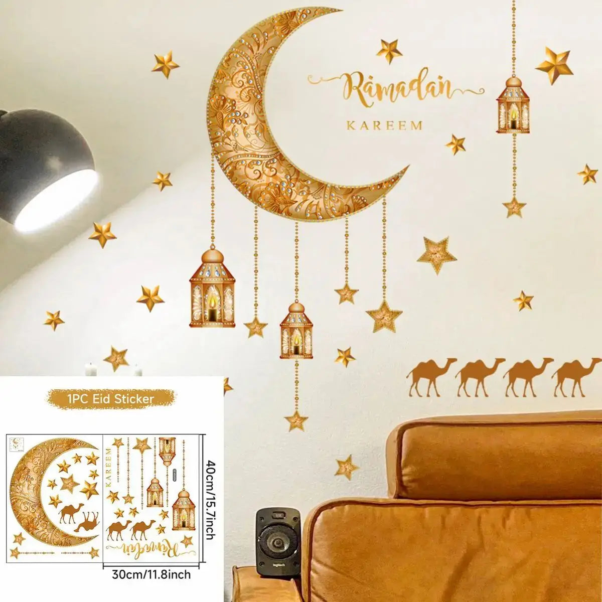 Eid Mubarak Wall Stickers Kareem Ramadan Decoration 2025 For Home Islamic Muslim Party Decor Mubarak Ramadan Window Sticker Gift