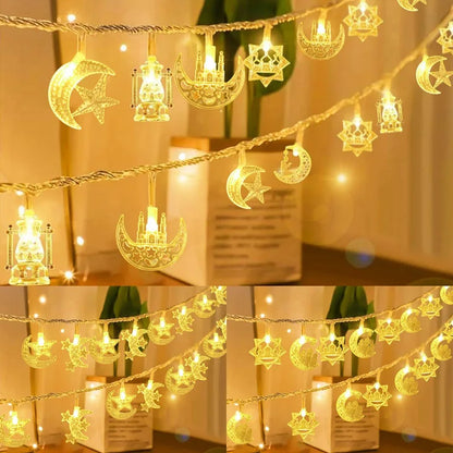 Moon Star Eid Mubarak String Light 2025 Ramadan Decoration For Home Ramadan Kareem Islam Muslim Party Decor Eid Al Adha Gifts