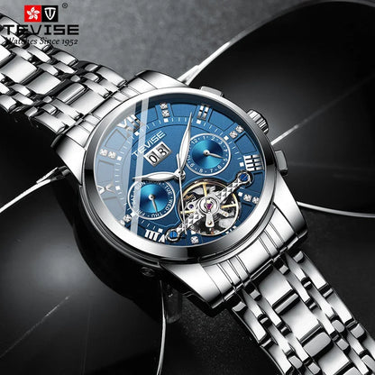 Hot Mechanical Watch Men Tourbillon Automatic Mens Watches Waterproof Reloj Hombre Stainless Steel Luminous Business Wristwatch