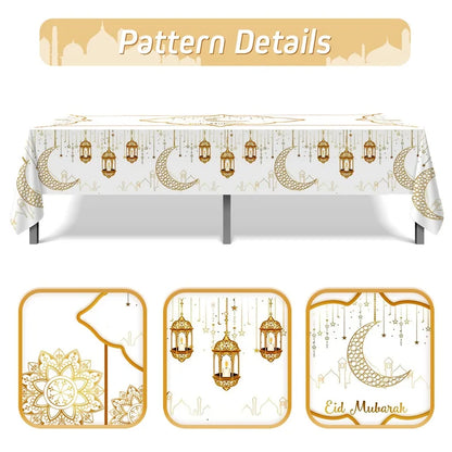 Eid Mubarak Table Runner Ramadan Tablecloths Ramadan Kareem Decoration for Home 2025 Islamic Muslim Party Eid Al Adha Gifts